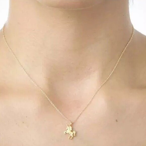 2 BOGO Gold Dipped Fearless Skull Magical Unicorn Pendant Necklaces Minimal NEW - Picture 5 of 7